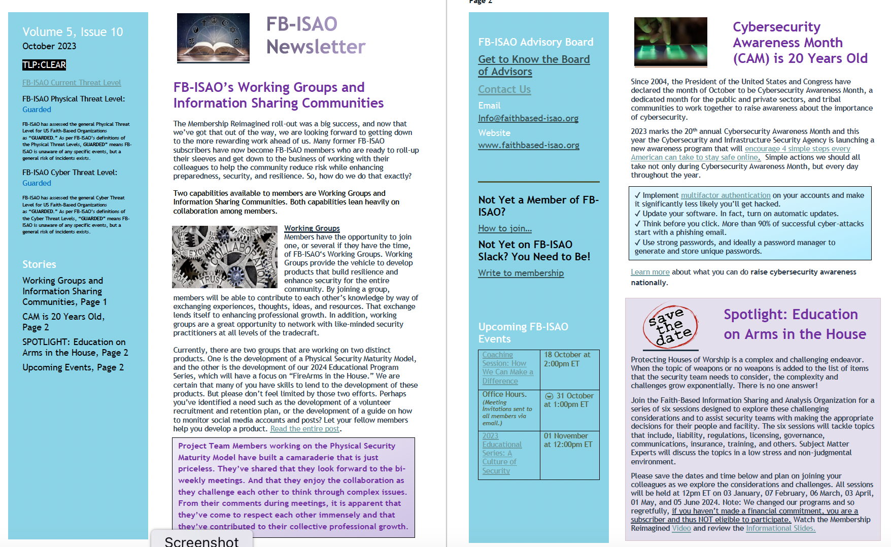 FB-ISAO Newsletter, v5, Issue 10