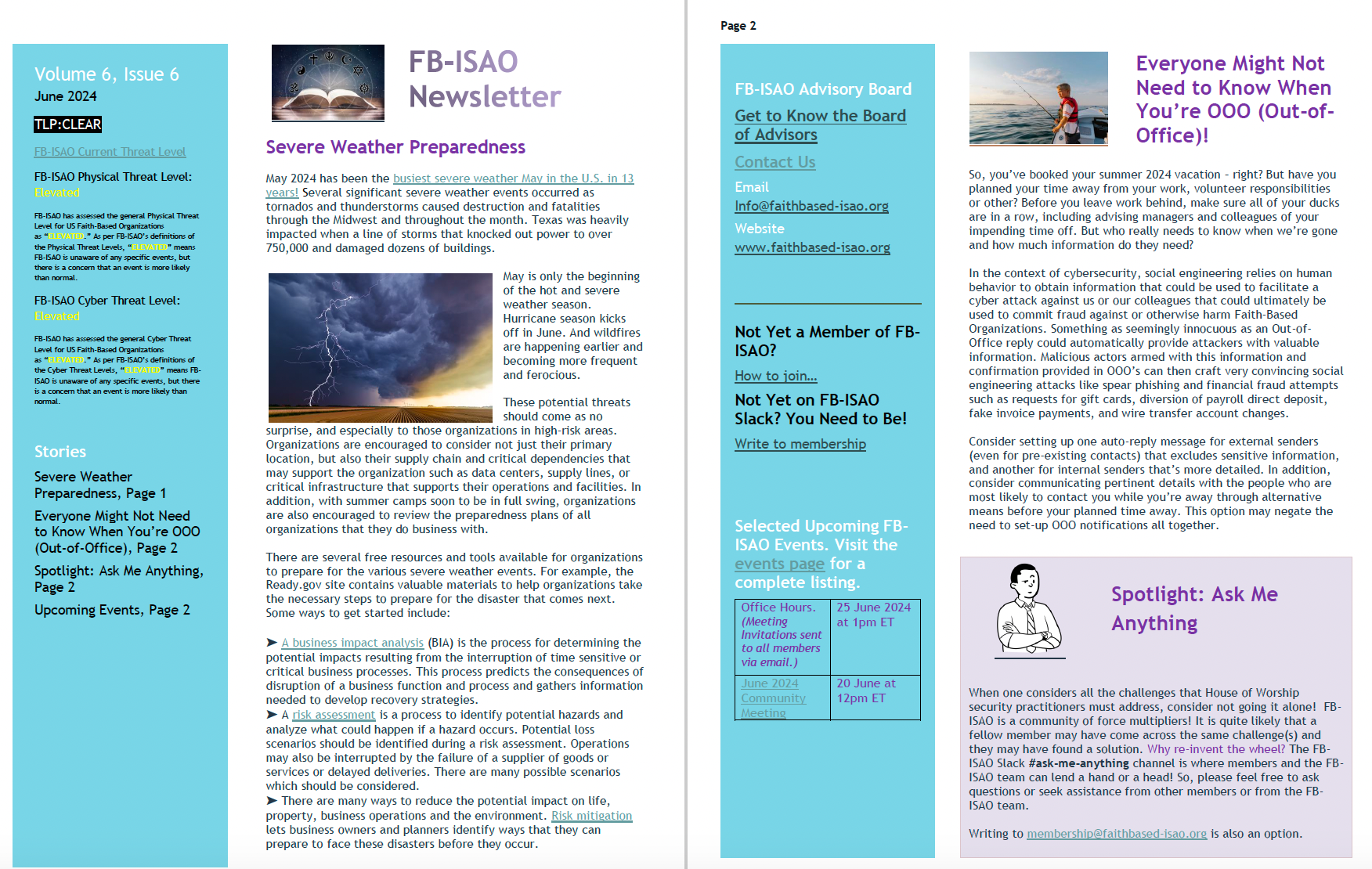 FB-ISAO Newsletter, v6, Issue 6