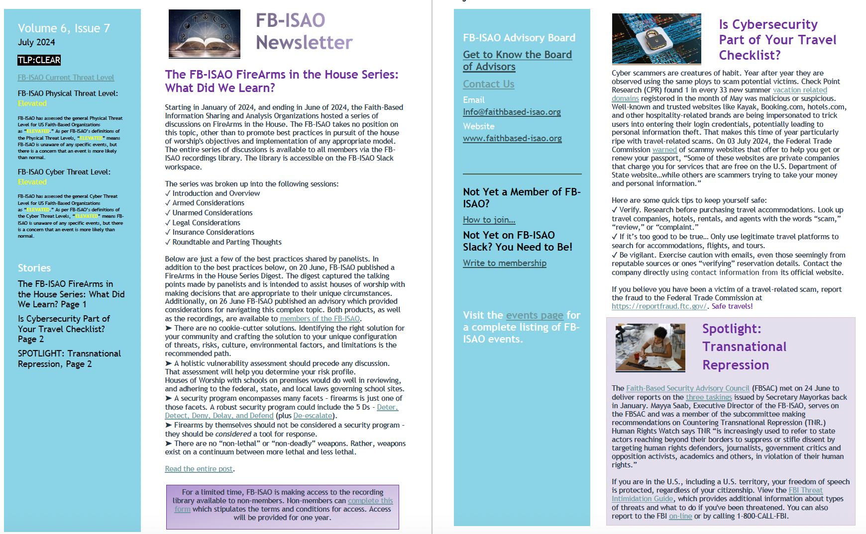FB-ISAO Newsletter, v6, Issue 7