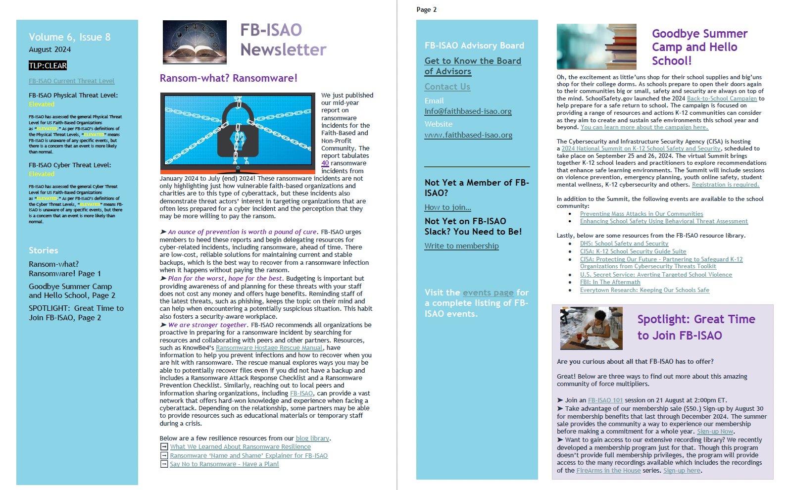 FB-ISAO Newsletter, v6, Issue 8