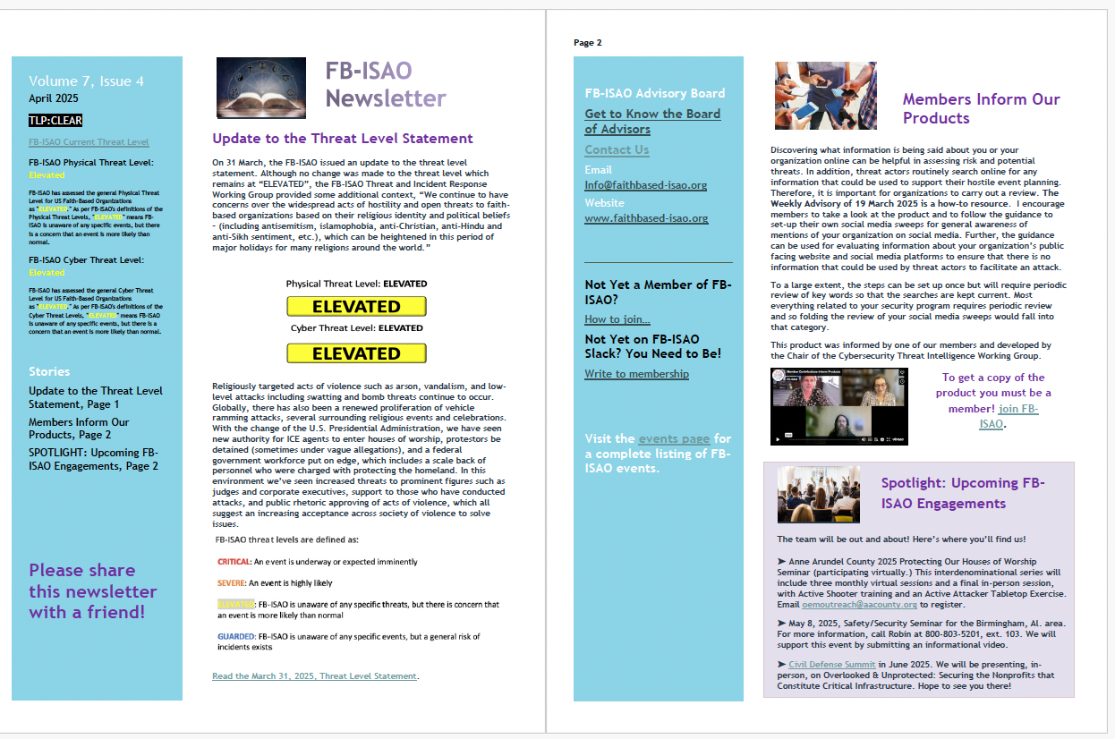 FB-ISAO Newsletter, v7, Issue 4